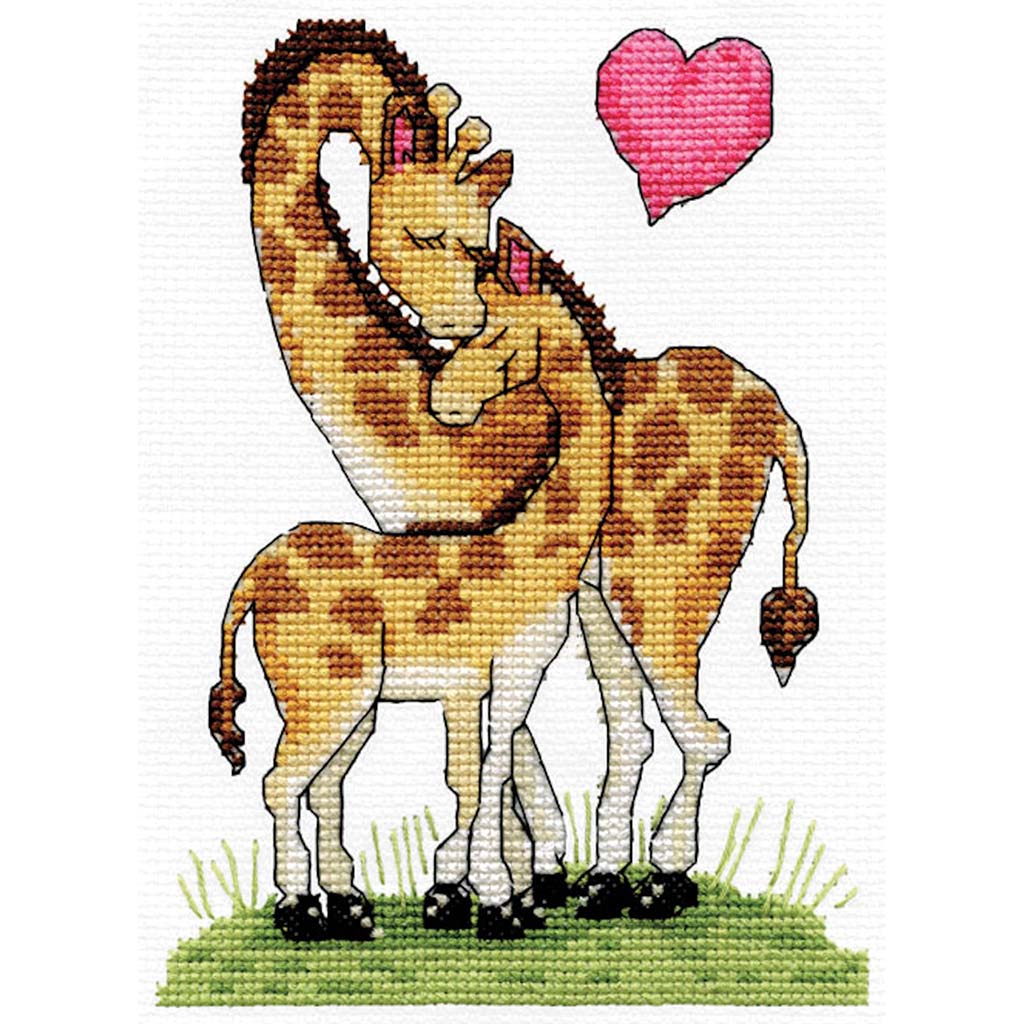 Counted Cross Stitch Giraffe, 5in x 7in