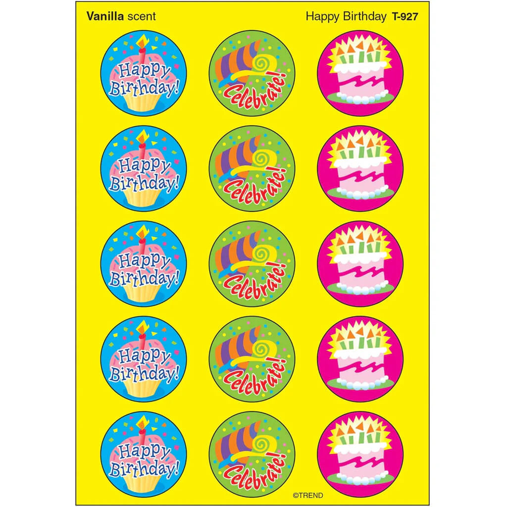 Happy Birthday, Vanilla scent Scratch 'n Sniff Stinky Stickers