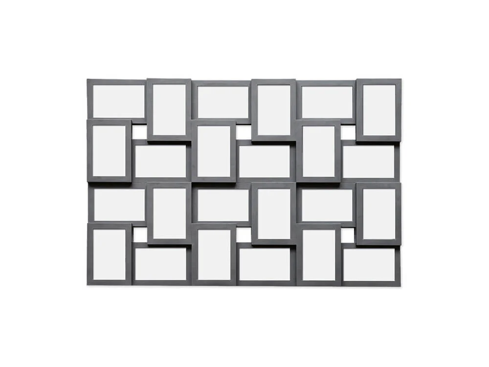 Wall Decor Photo Frame Set: 24-Photo Collage 33.7in x 22.4in, Grey