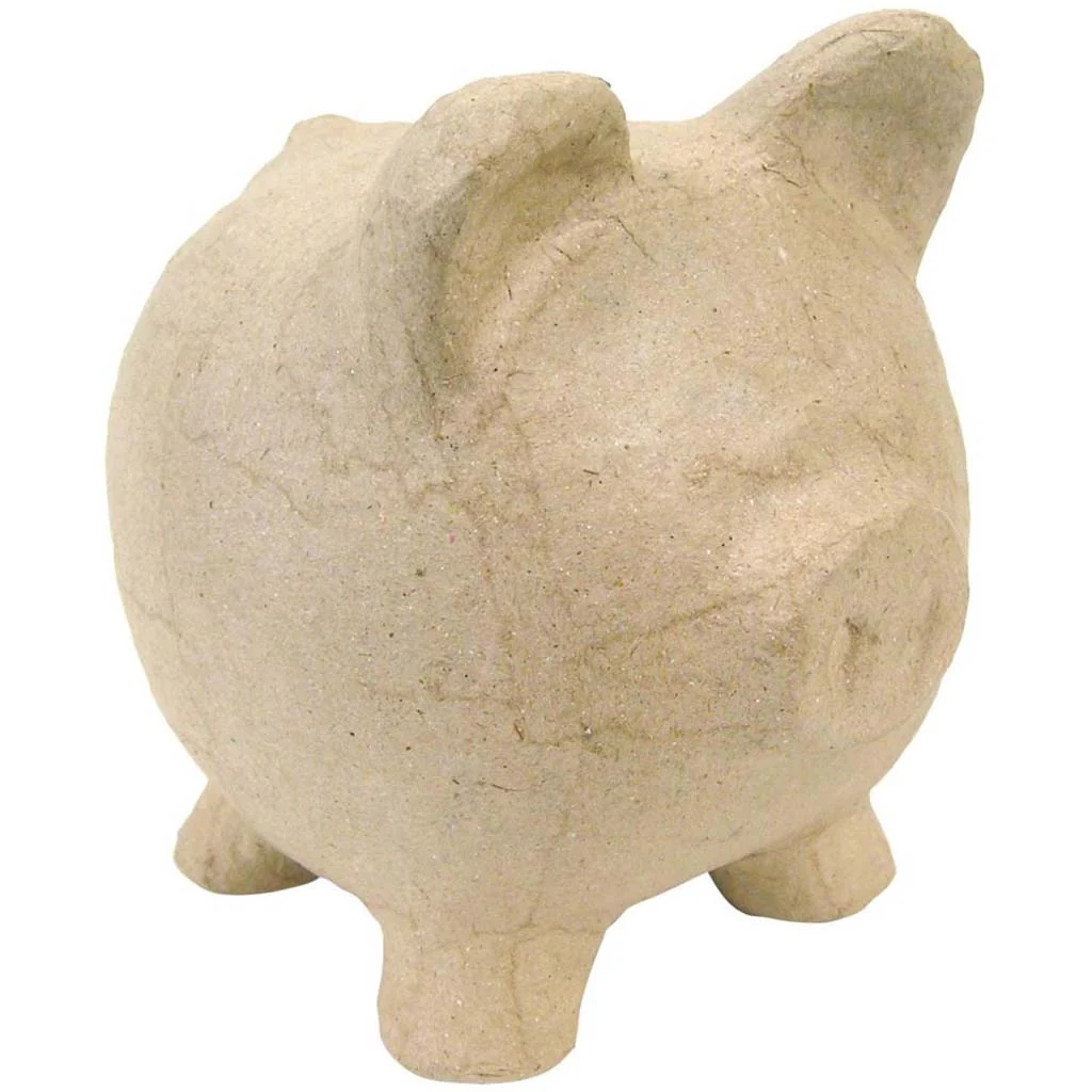 Paper Mache Piggy Bank, 12cm