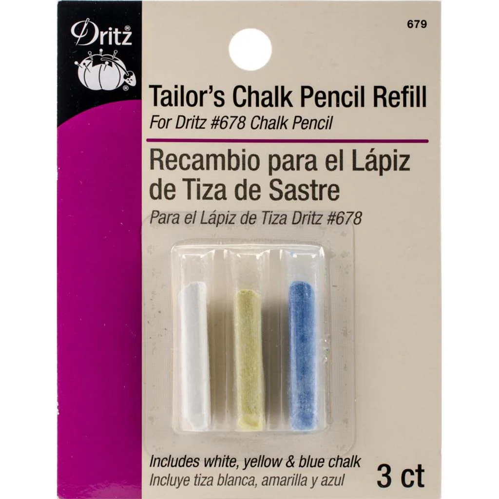 Tailor's Chalk Pencil Refill-Blue, Pink & White