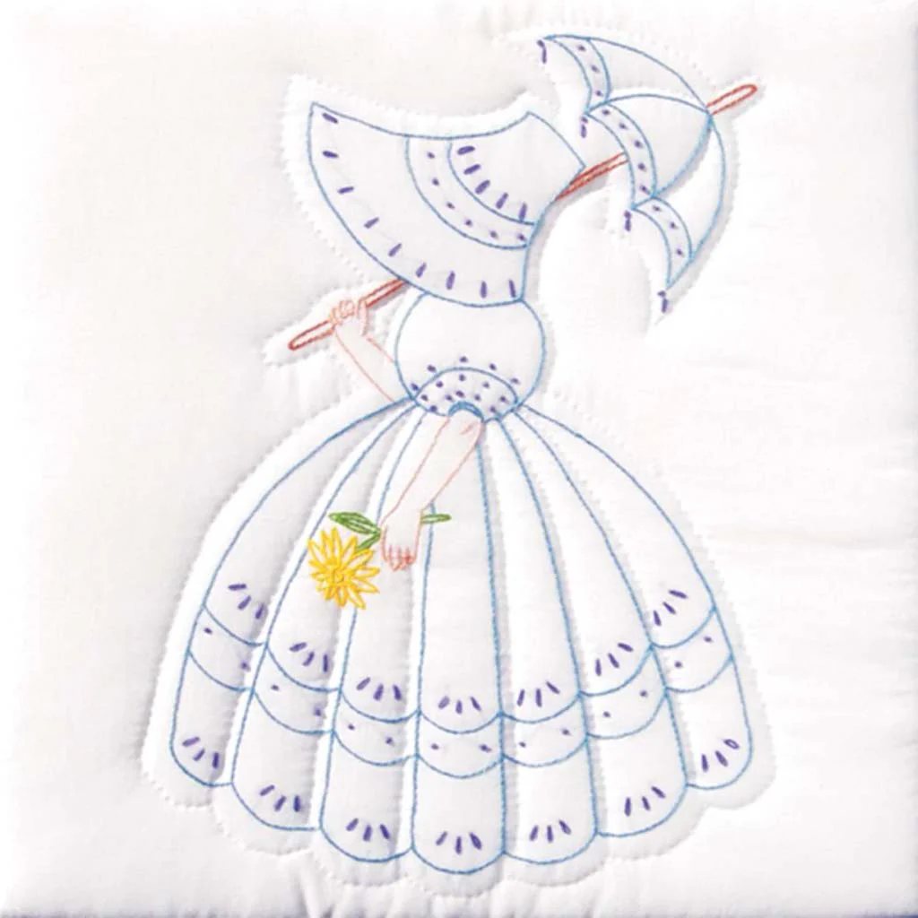 Parasol Lady Quilt Block Set, 18in x 18in
