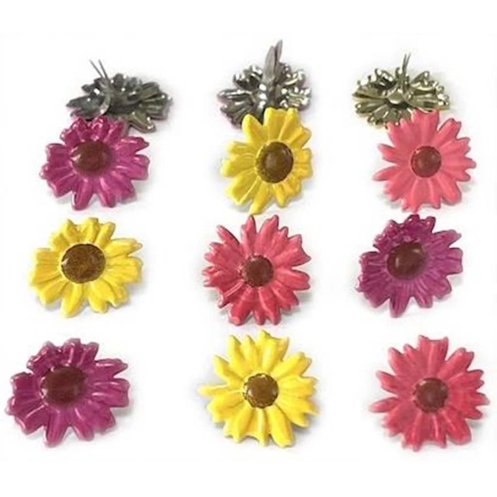 Eyelet Outlet Shape Brads Colored Daisy