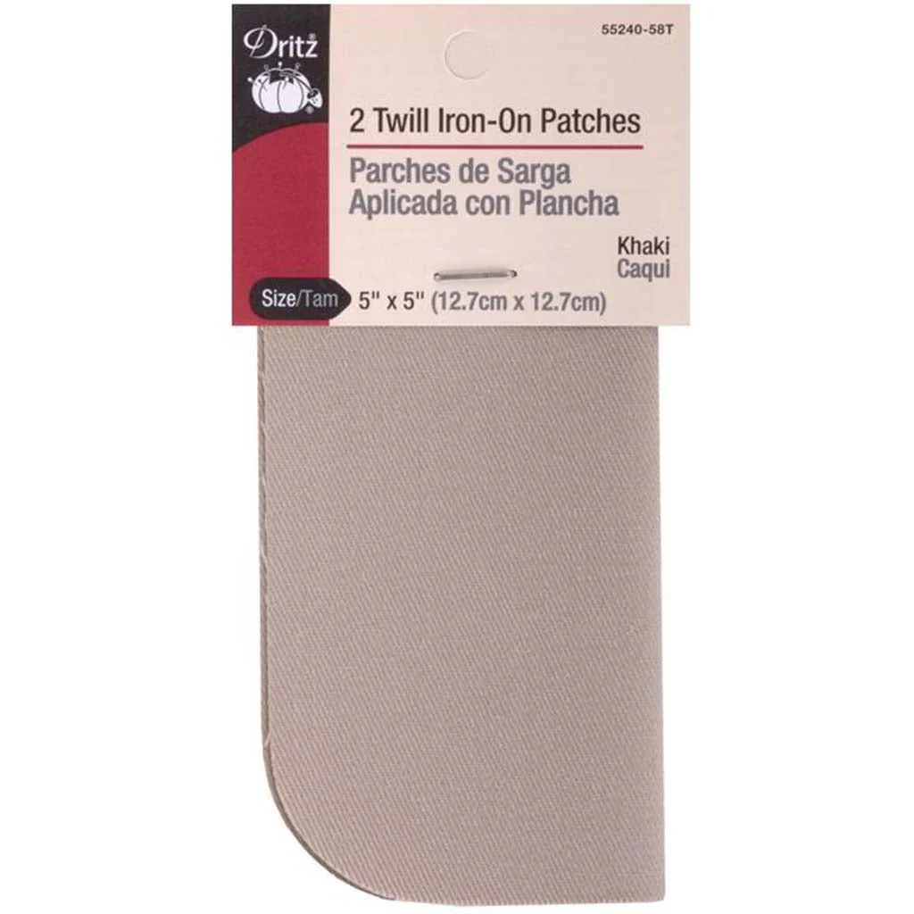 Iron-On Canvas Patches 5in x 5in 2pkg, Khaki