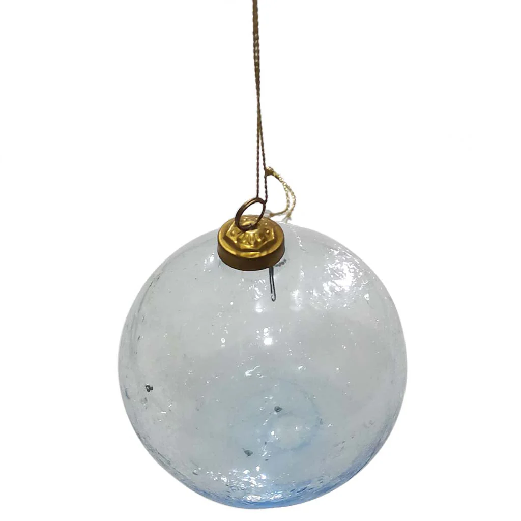Glass Ball Ornament Blue, 5in H x 4in D - Image 3
