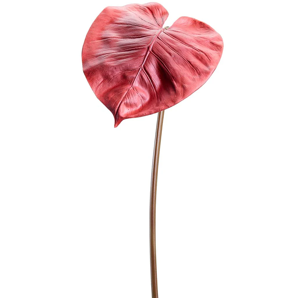 Monstera Leaf Spray 25in Dark Red
