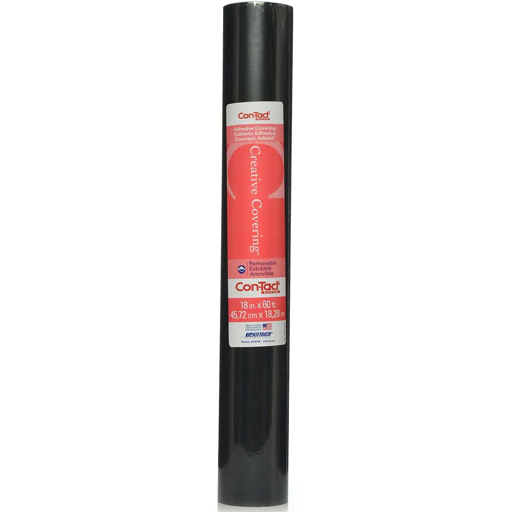 Con-Tact Multi Purpose Self Adhesive Faux Leather Black, 18in x 72in