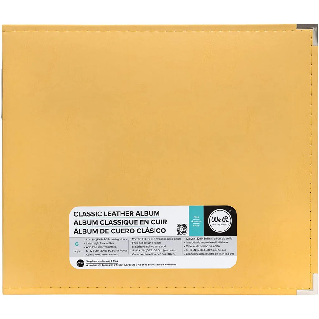 We R Memory Keepers Classic Leather D-Ring Album 12in x 12in, Buttercup