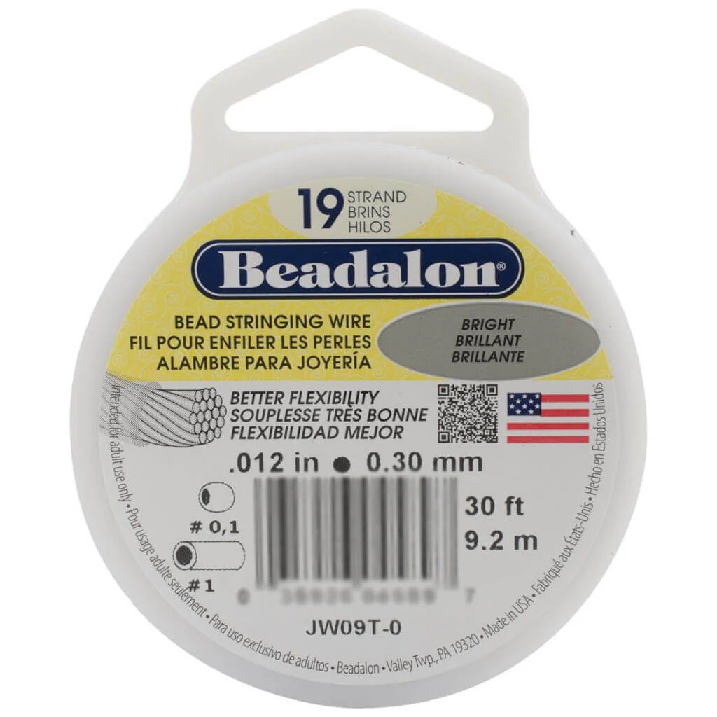Beadalon 19-Strand Bead Stringing Wire 0.012in Bright 30ft