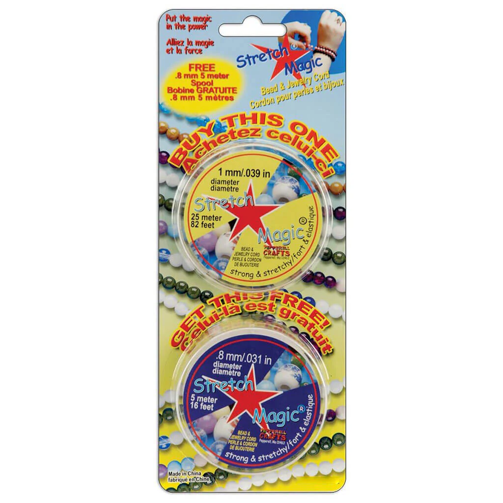 Stretch Magic Bead & Jewelry Cord 2pk 1mm x 25m & .8mm x 5m