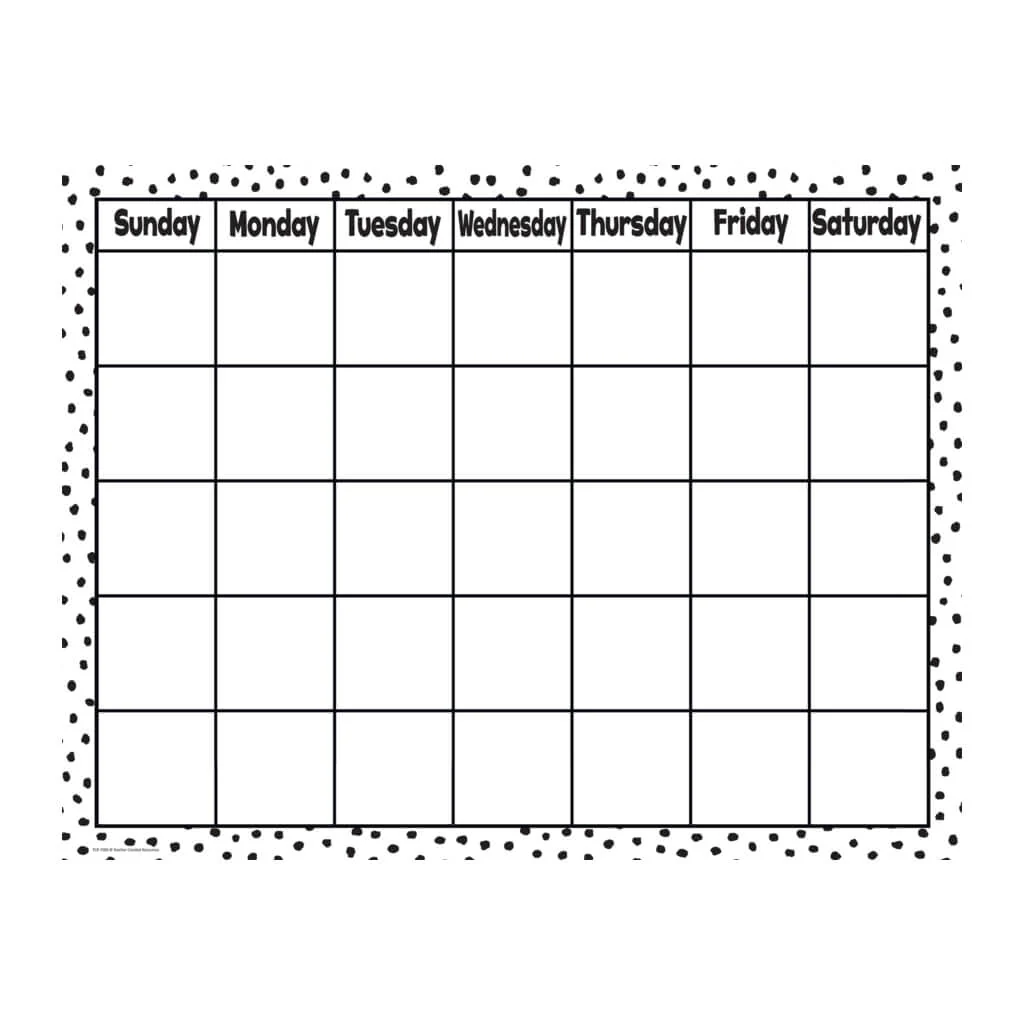 Black Painted Dots on White Calendar Chart