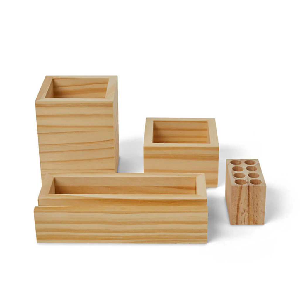 Modular Wood Desk Organizer Set