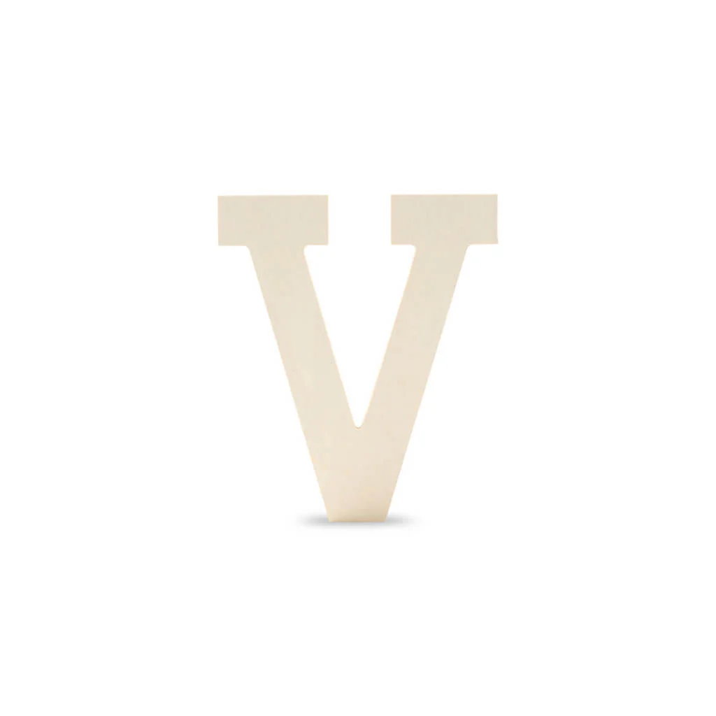 Wood Uppercase Wide Serif Letters V