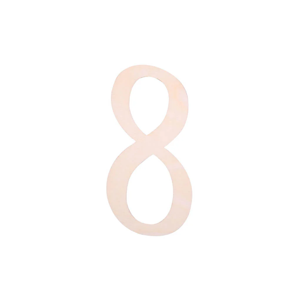 Flat Wooden Fancy Script Number 8