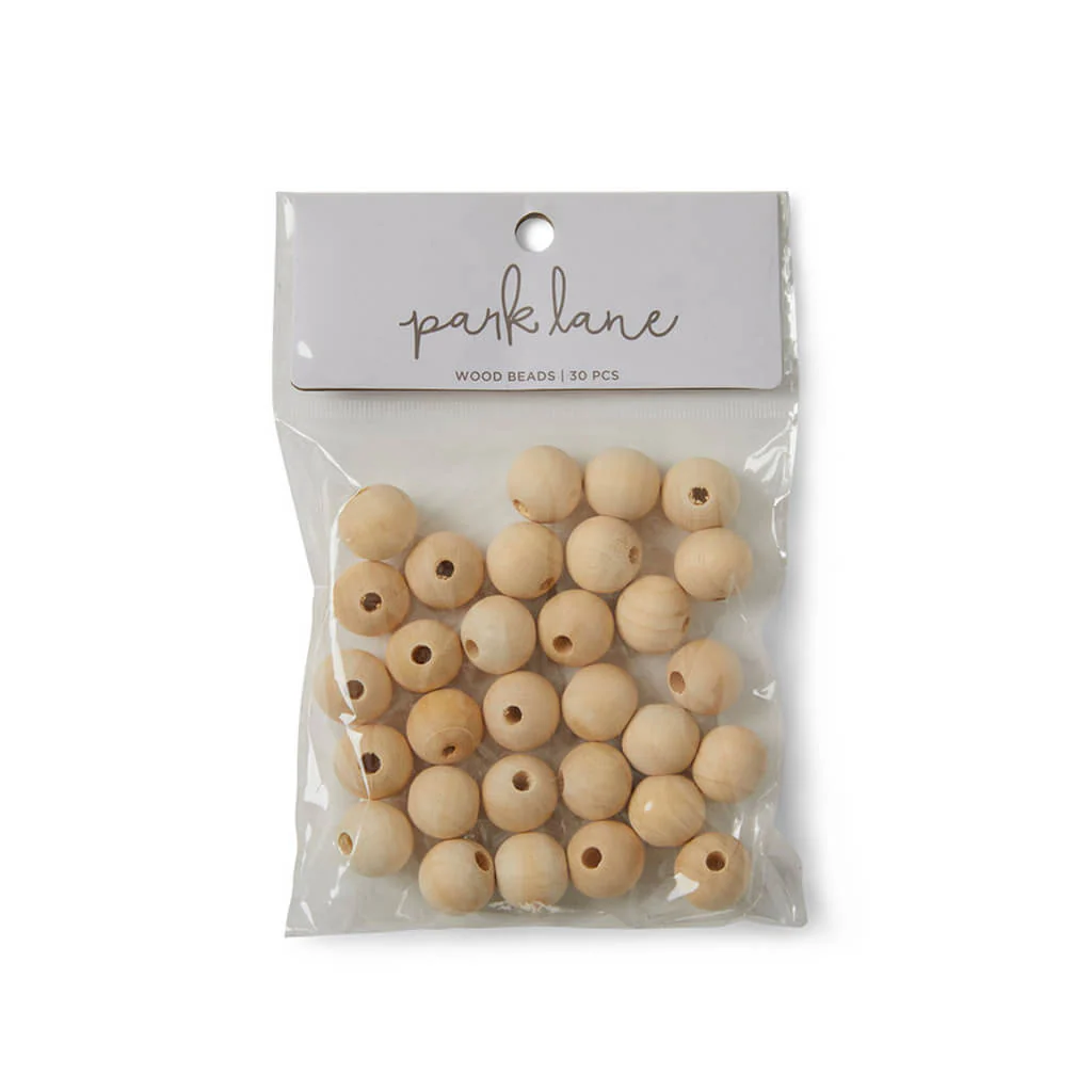 30 pk Wooden Beads, 0.74in x 0.72in