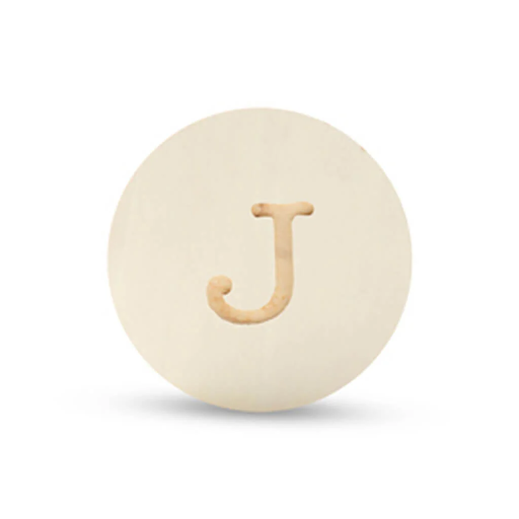Wood Uppercase Circle Typewriter J
