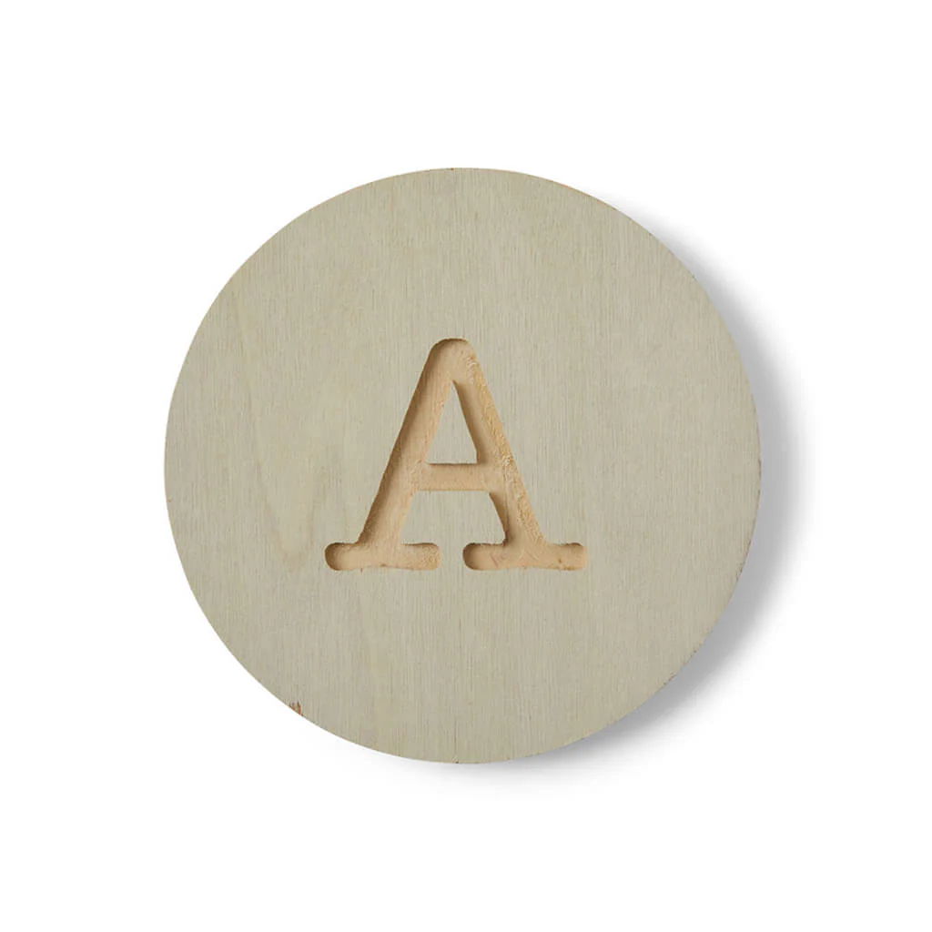 Wood Uppercase Circle Typewriter A