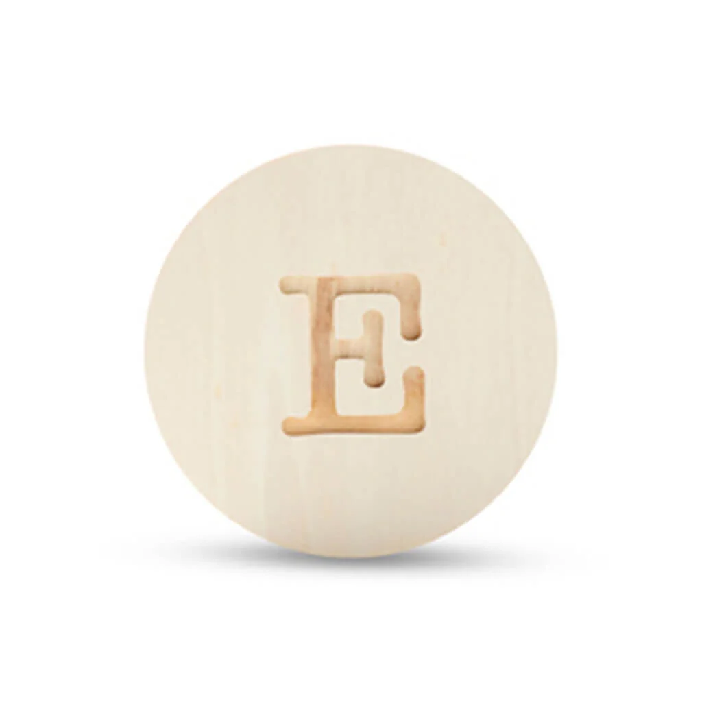 Wood Uppercase Circle Typewriter E