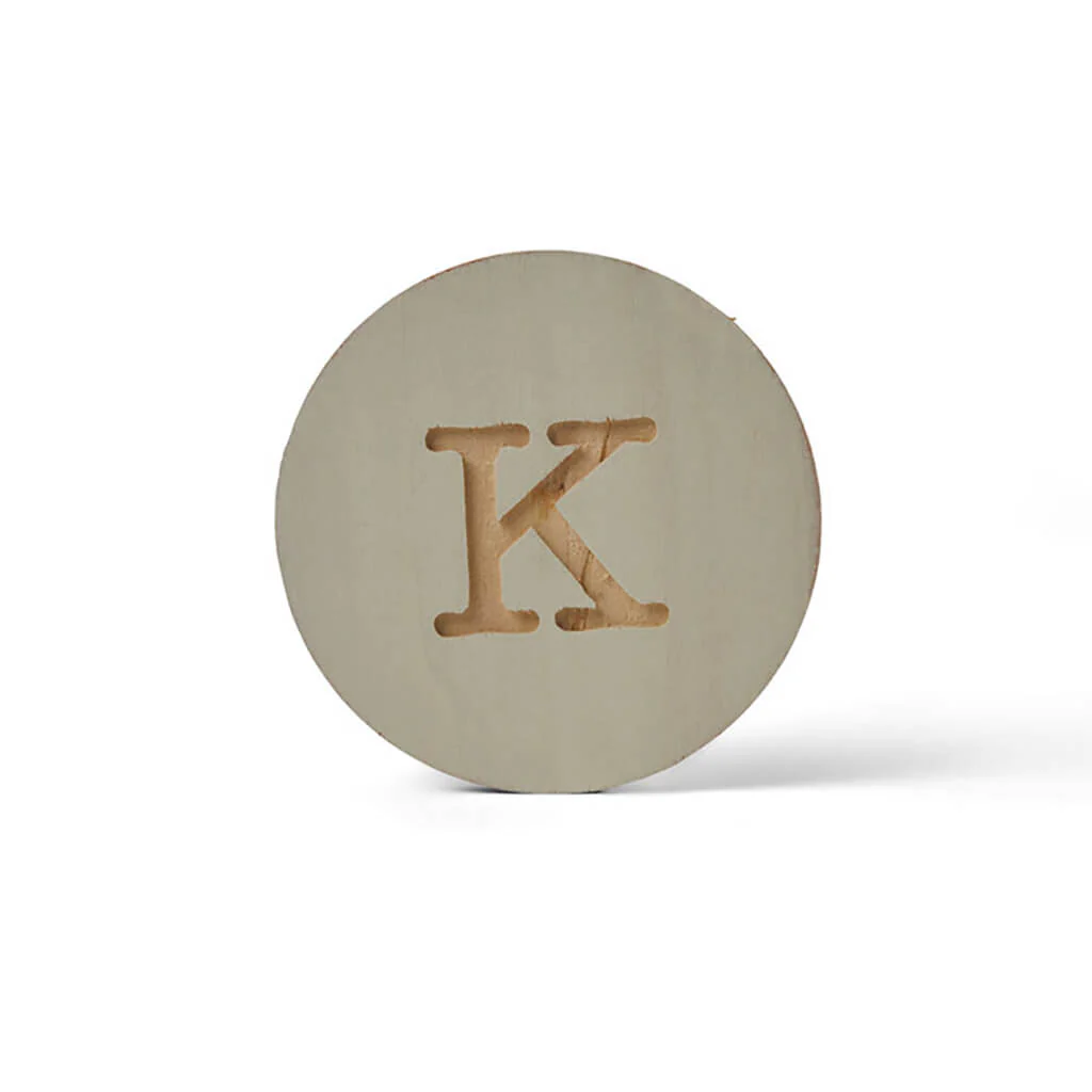 Wood Uppercase Circle Typewriter K