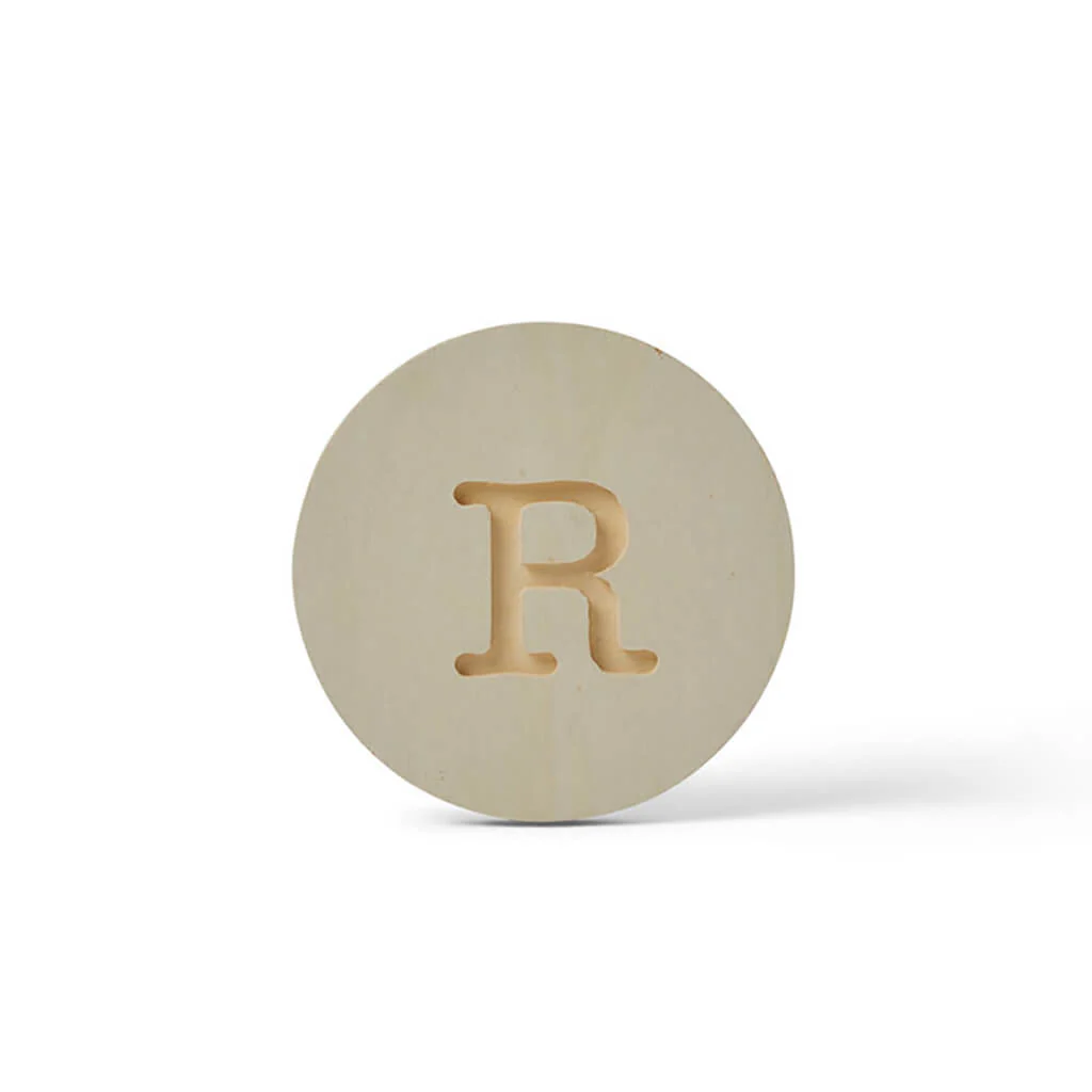 Wood Uppercase Circle Typewriter R