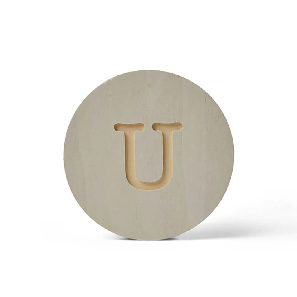 Wood Uppercase Circle Typewriter U