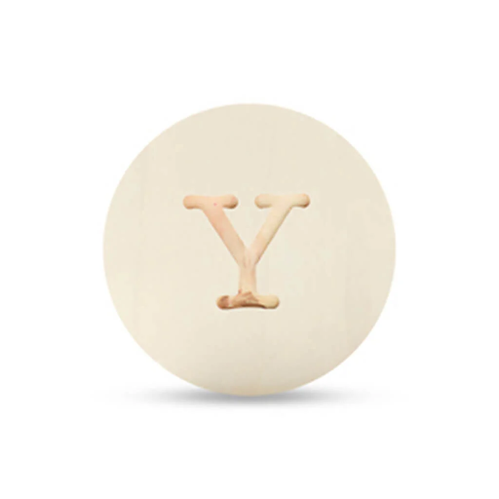 Wood Uppercase Circle Typewriter Y