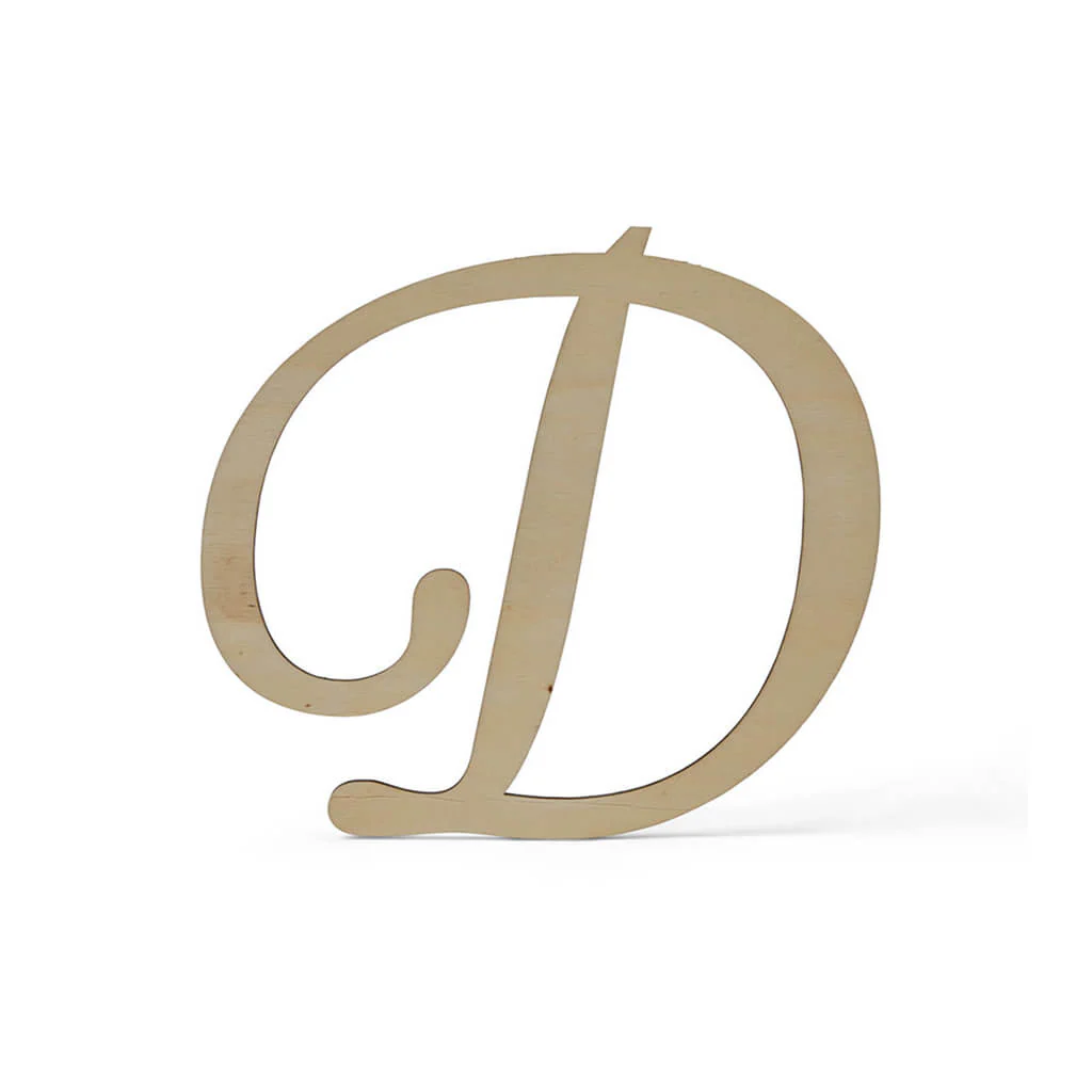 Flat Wood Fancy Script Uppercase D