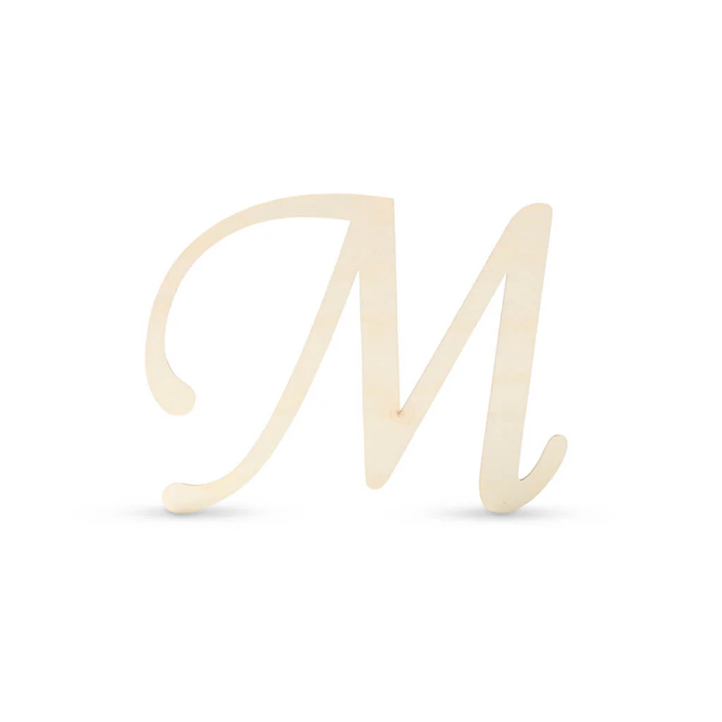 Flat Wood Fancy Script Uppercase M