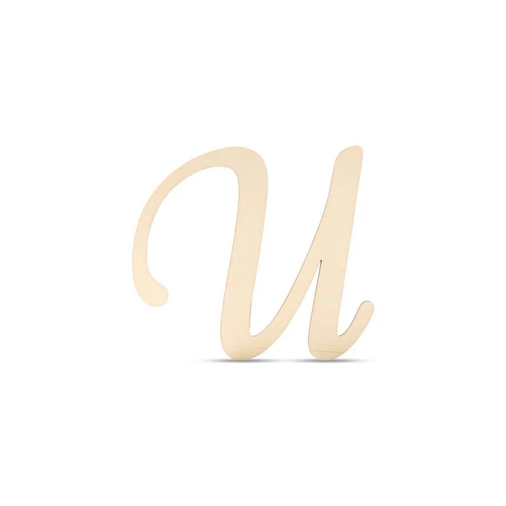 Flat Wood Fancy Script Uppercase U