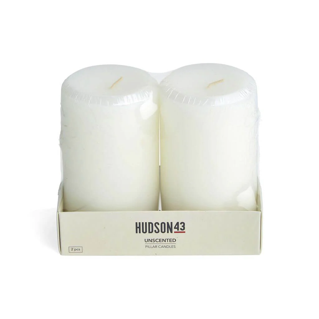 White Linen Scented Pillar Candles, 3in x 5in