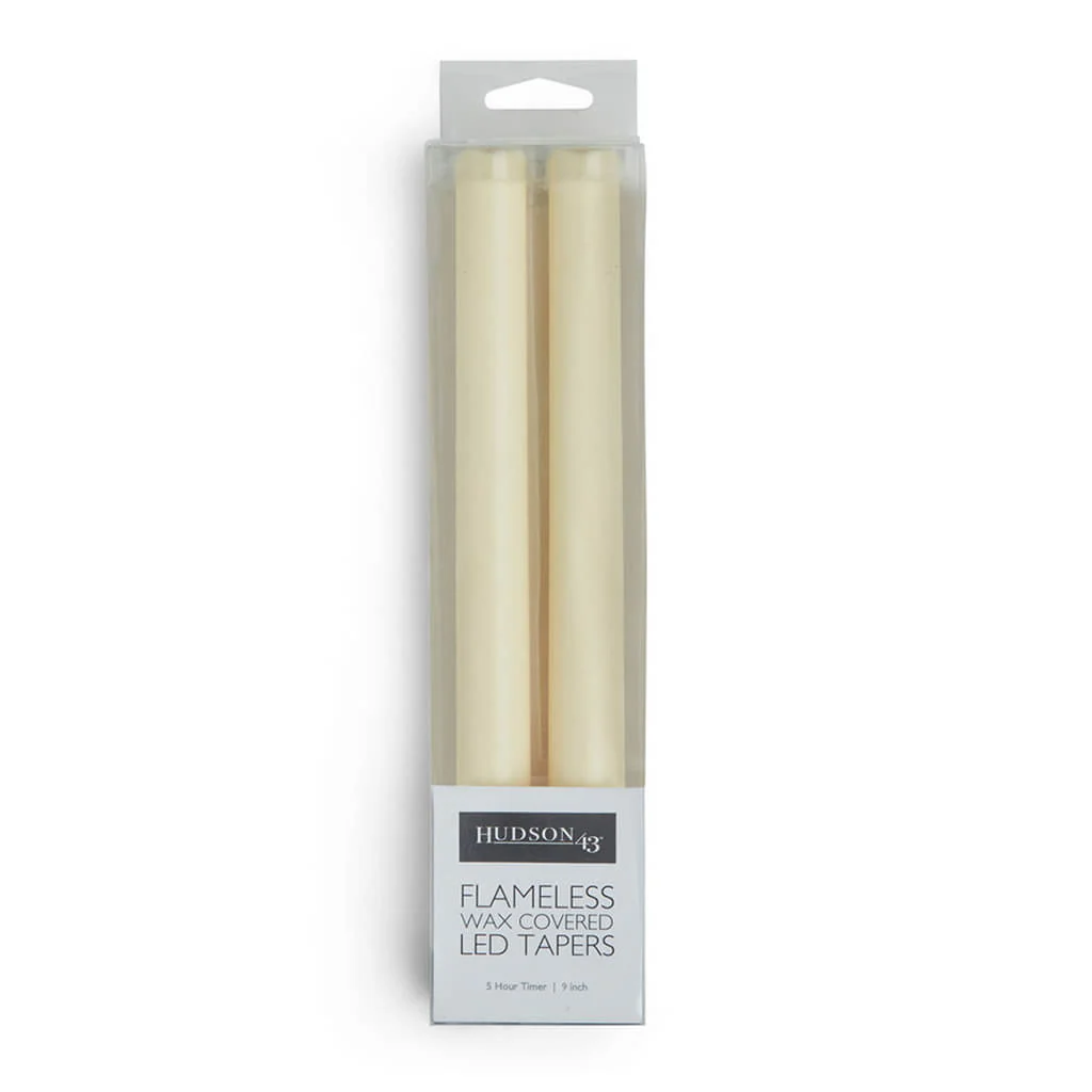 Flameless Cream LED Wax Taper Candles 2pk