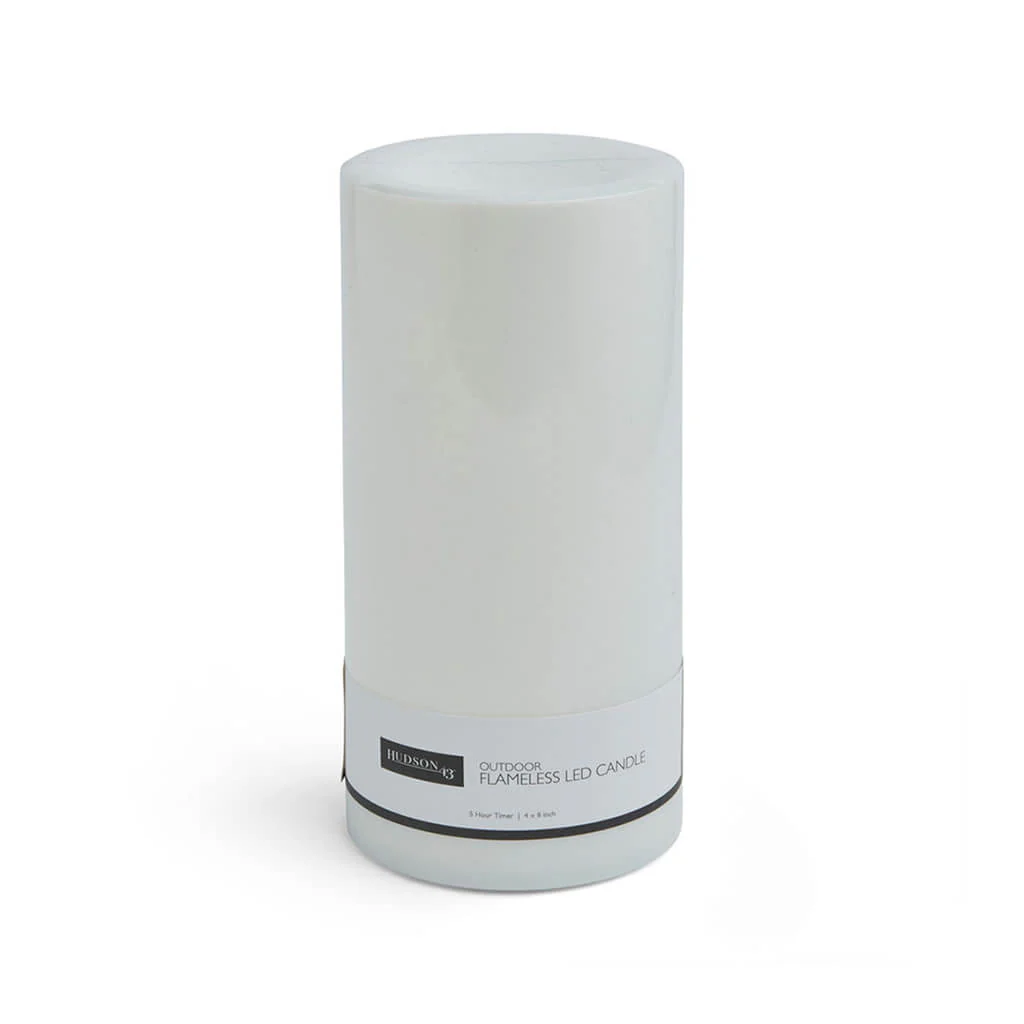 LED Outdoor Plastic Pillar Candle, 4in x 8in