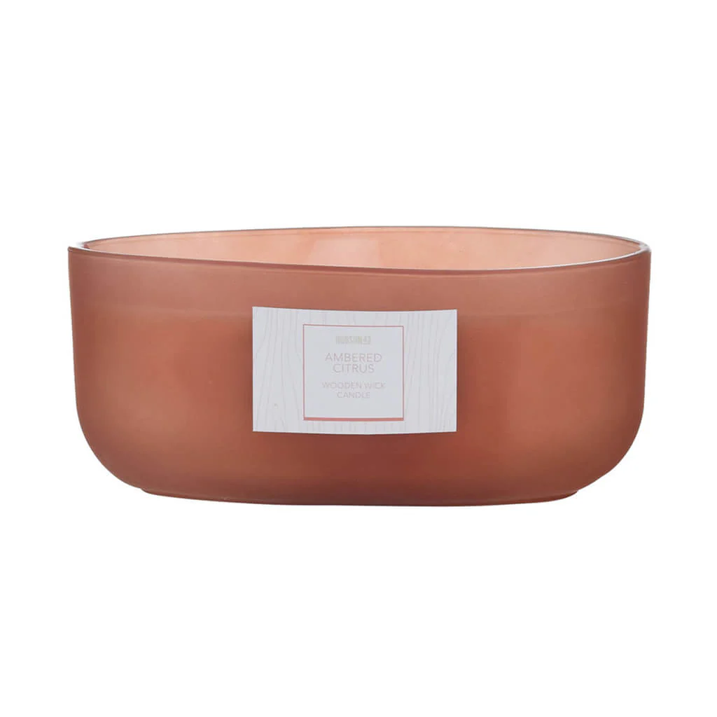 Wood Wick Ambered Citrus Frosted Scented Dish Candle, 19oz