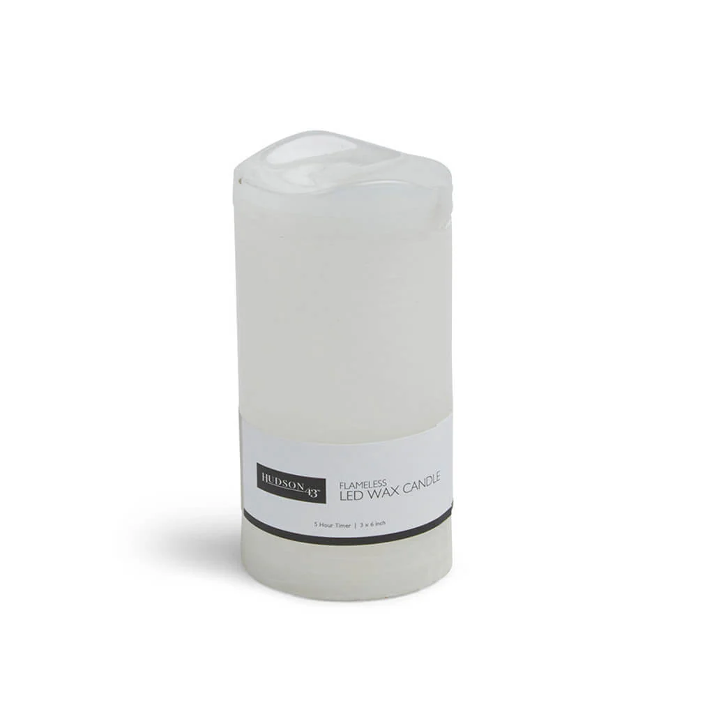 Flameless Vanilla Scented LED Rustic Pillar Candle White, 3in x 6in