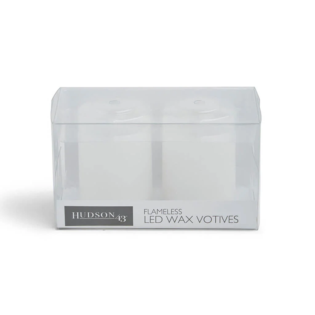 Flameless LED Rustic White Votive Candles 2pk