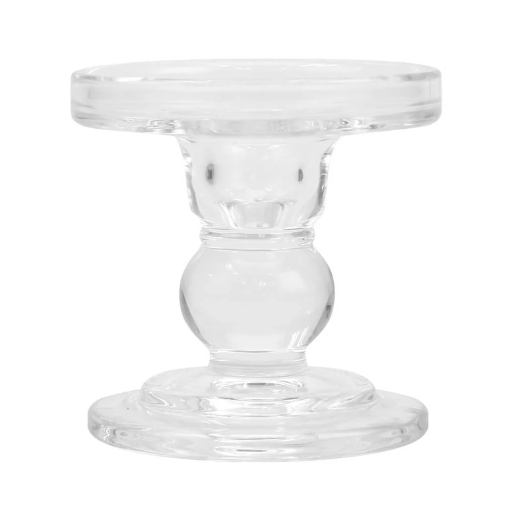 Clear Glass Pillar Candleholder, 3in x 3in