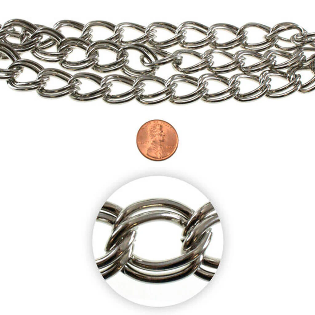 Large Metal Link Chain Strand - White Nickel