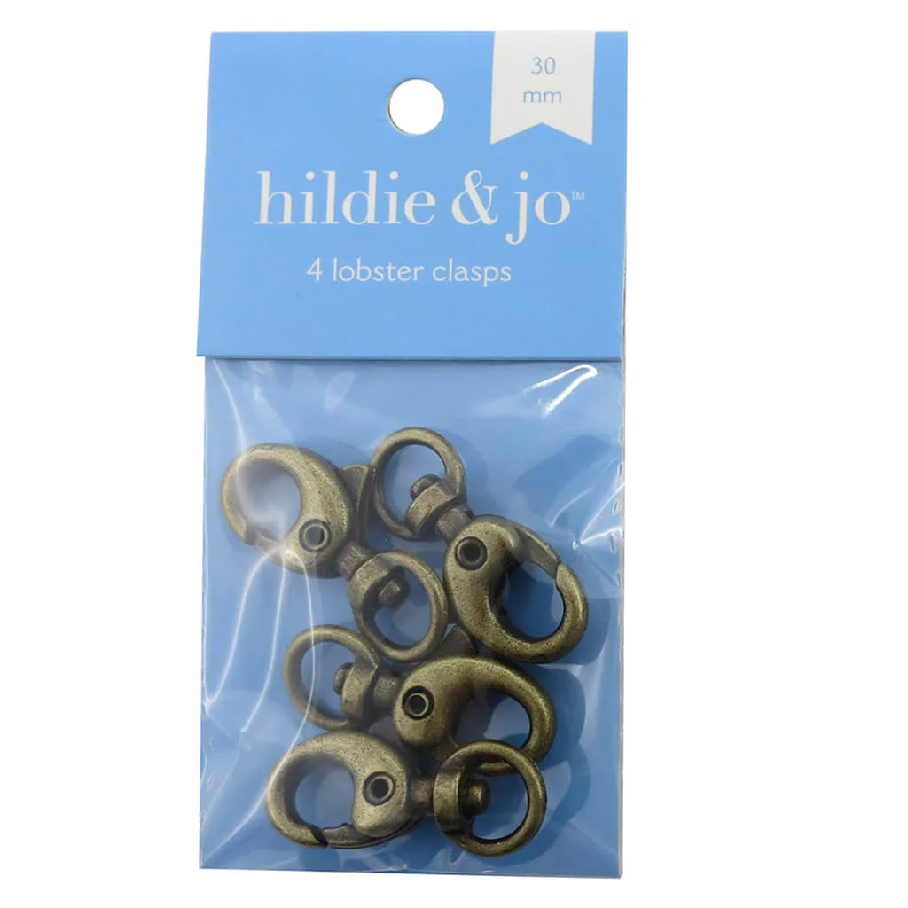 4 pk 30mm Lobster Clasps - Oxidized Brass