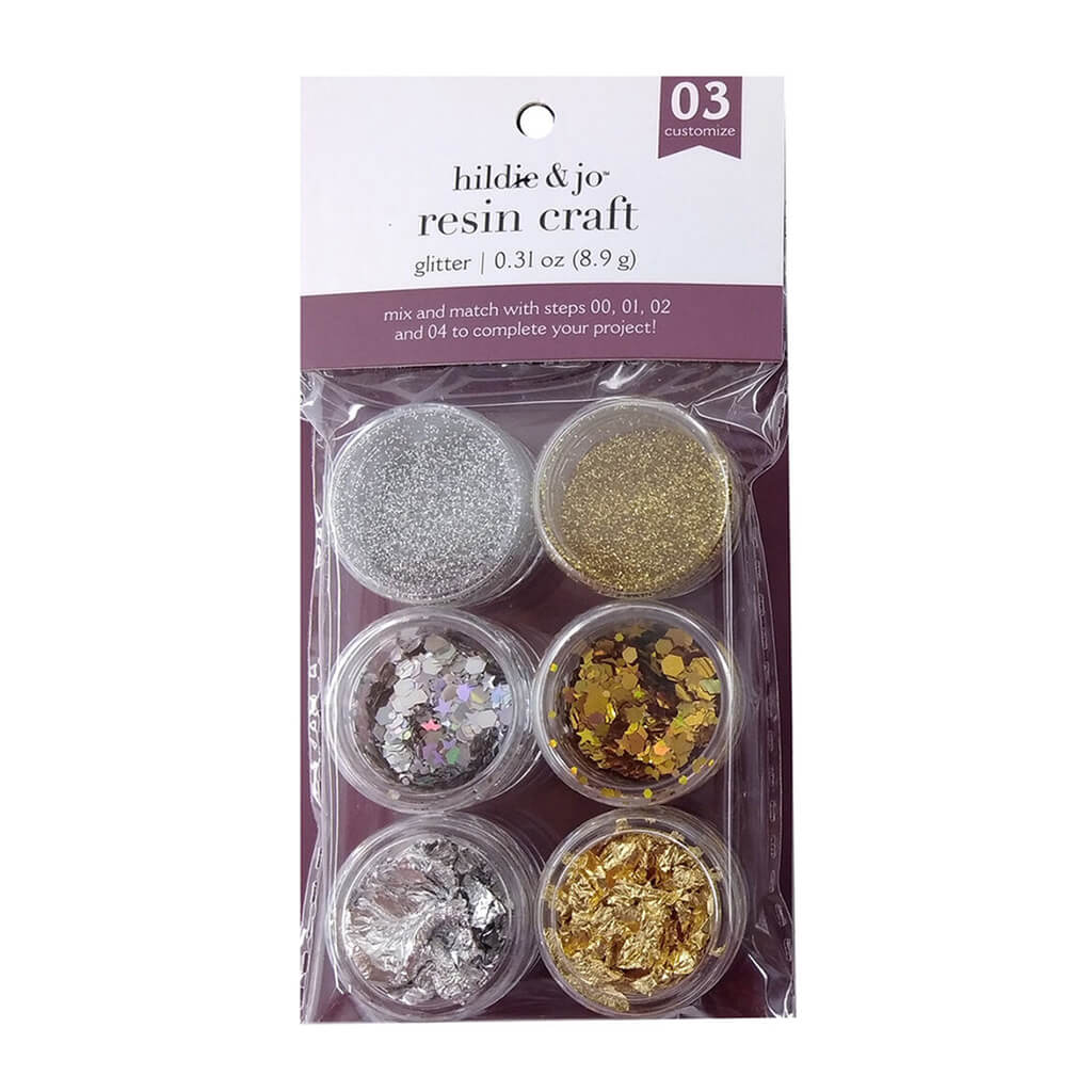 Resin Craft Glitter Metallic Gold & Silver 6pcs