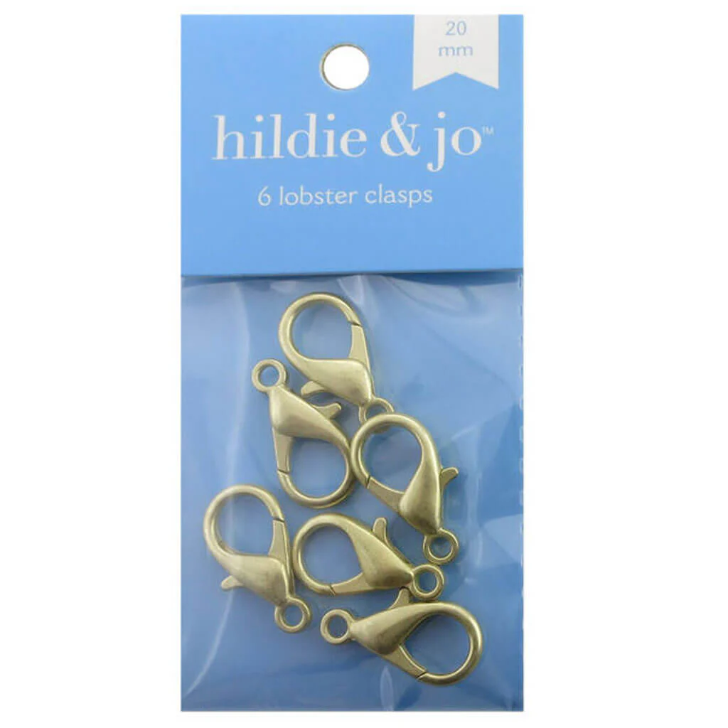6pk 20mm Metal Lobster Clasps Matte Gold