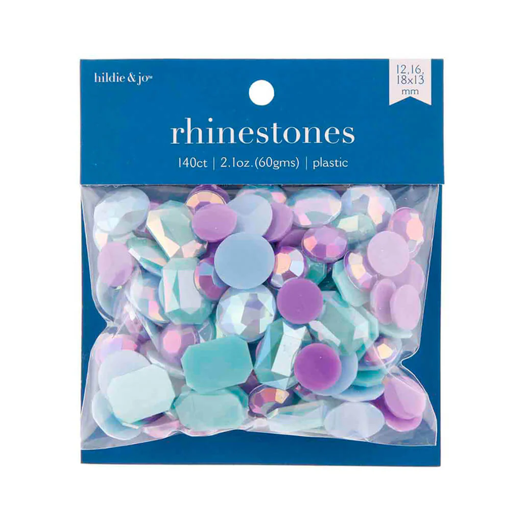 Blue & Purple Plastic Flat Back Rhinestones 140ct 2.1oz