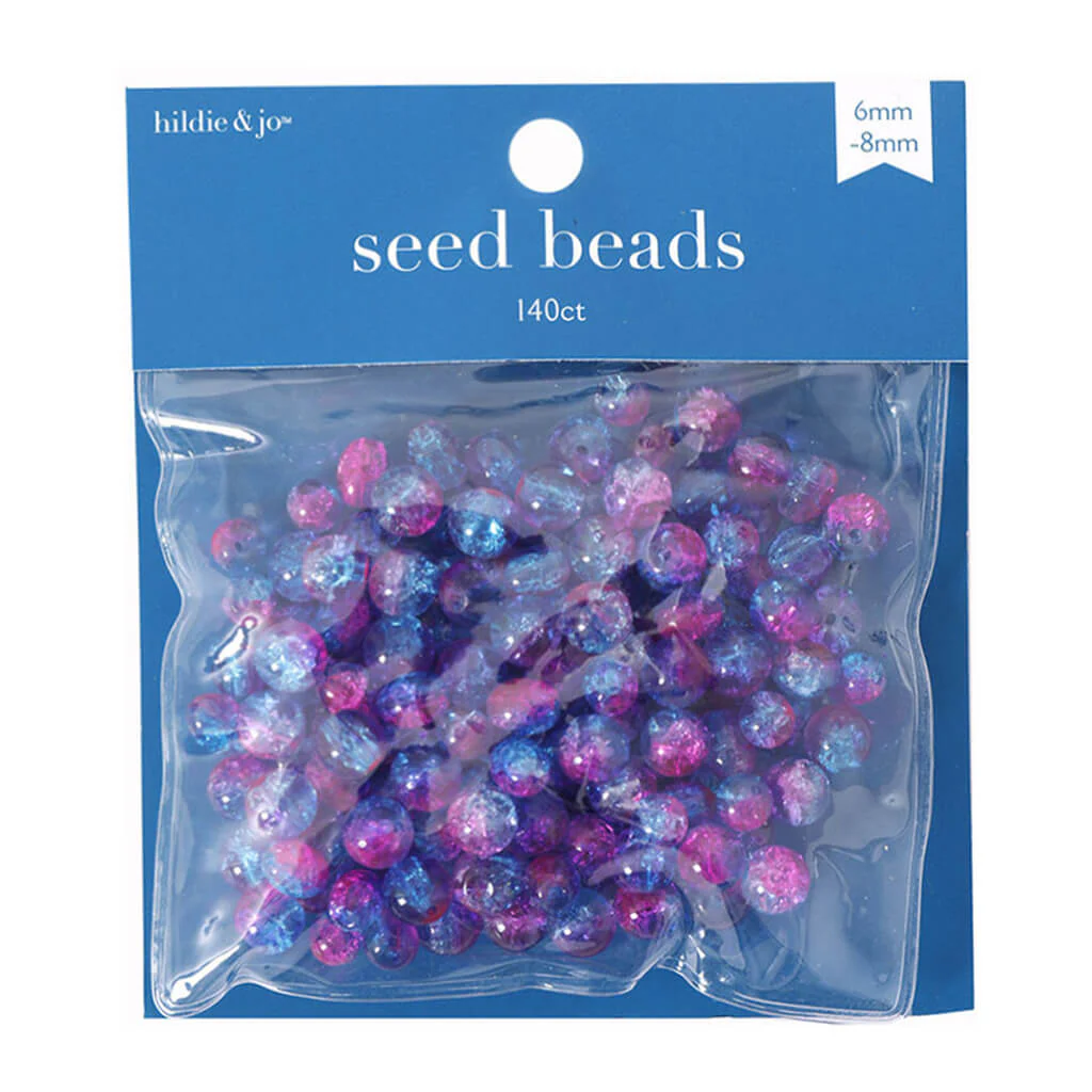 Cracked Ice Seed Beads  Purple & Blue, 140pk