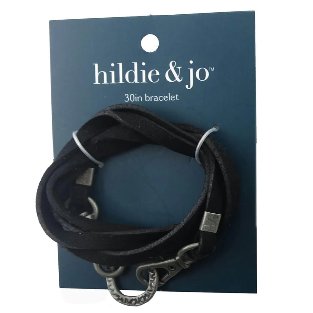 Bracelet with Hardware Black & Antique Silver 30in