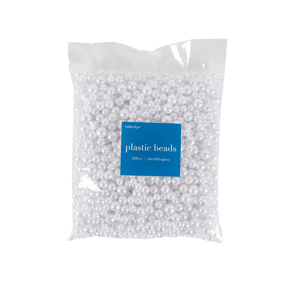 Round Plastic Pearl Beads 16oz White