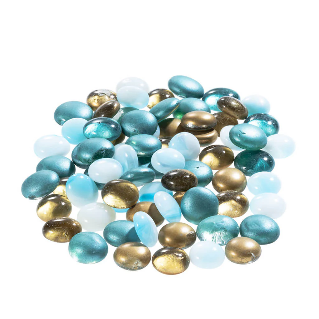 Gold & Blue Glass Gems Mix 1lb