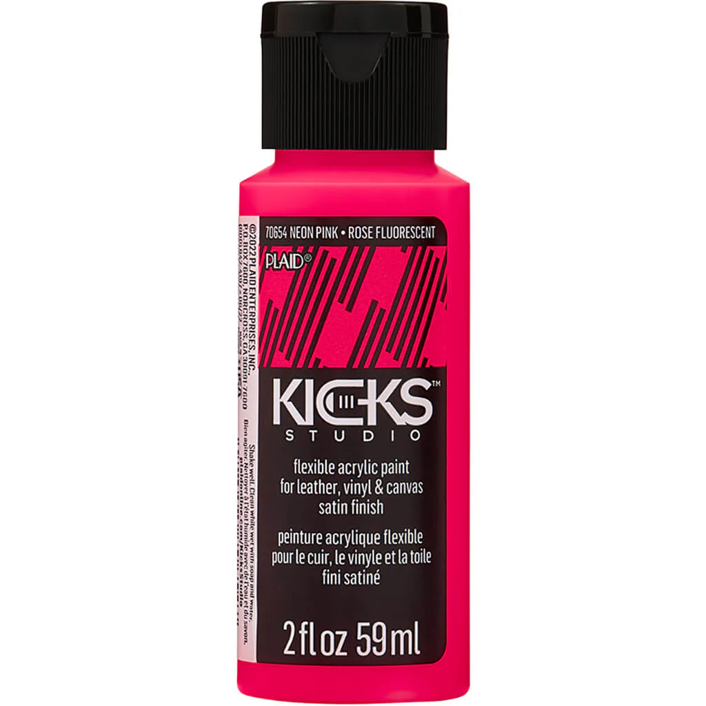 PLAID Kicks Studio Shoe Paint Neon Pink, 2oz - Image 3
