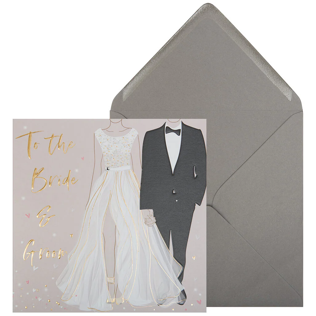 Wedding Card Bride & Groom Outfits