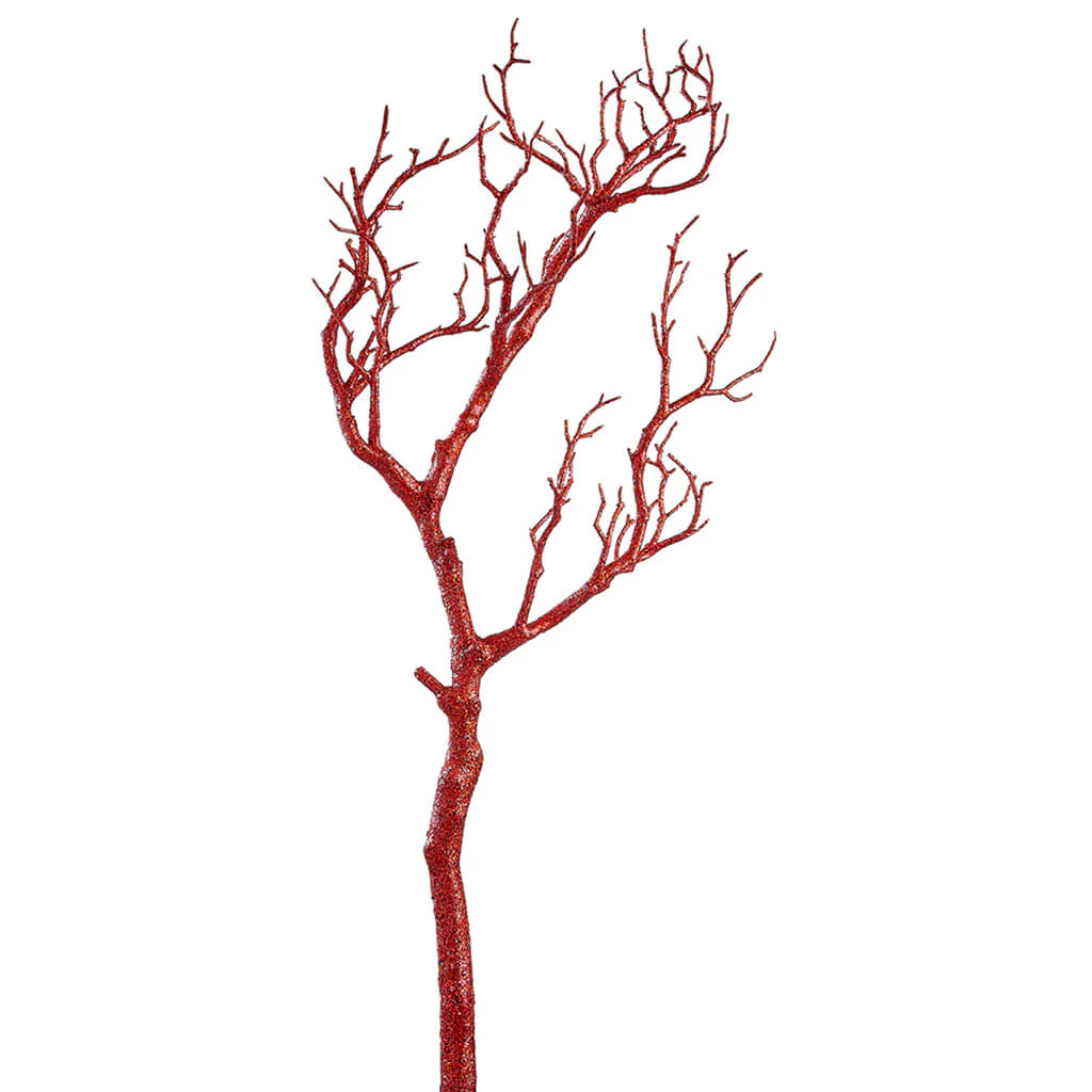 Glittered Twig Spray 25in Red