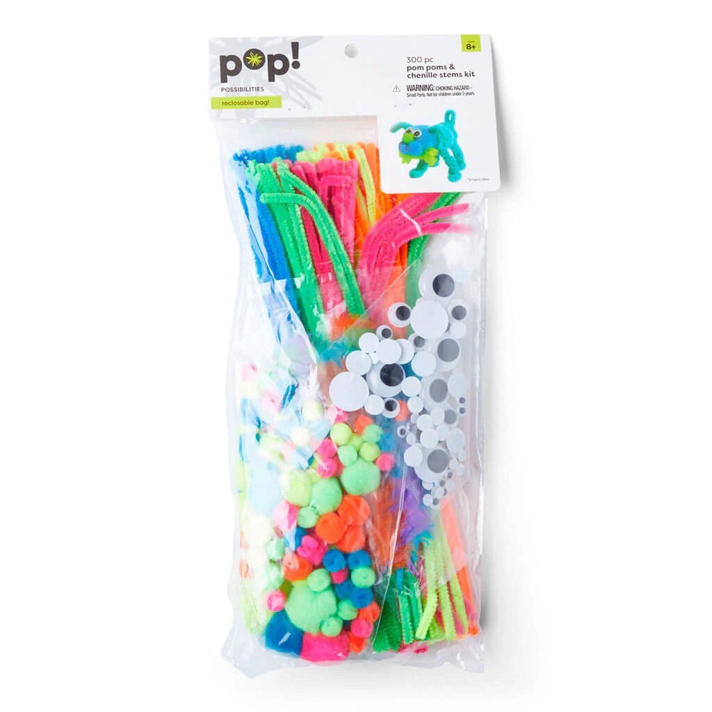 POP! Pom Pom & Chenille Stems Kit 300pc Neon