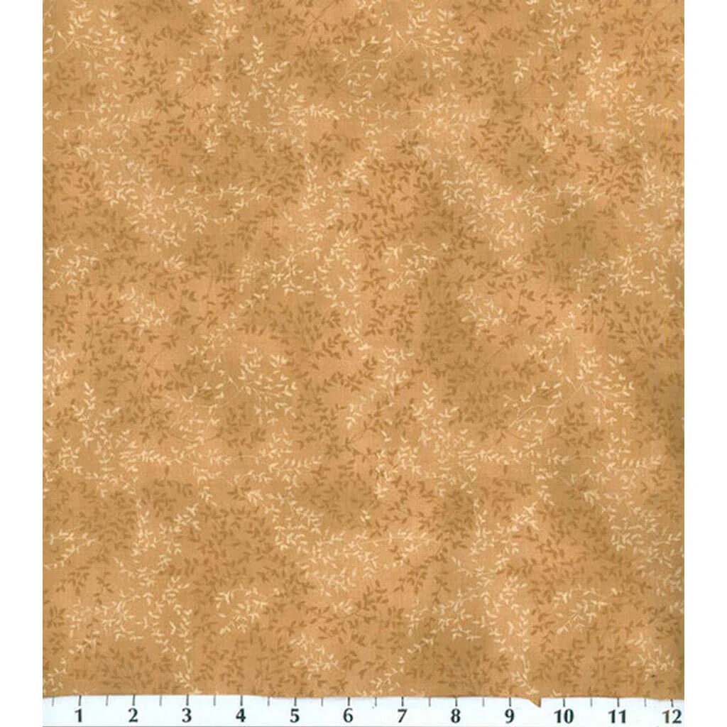 Fabric Traditions Tonal Vine Leaf Cotton Fabric Beige